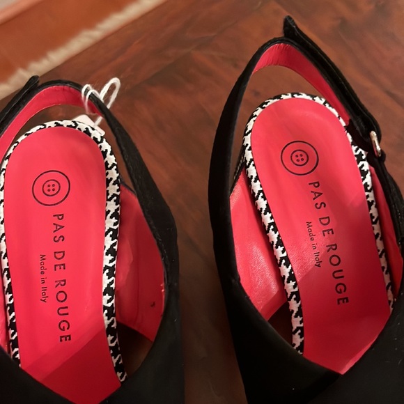 NWB Pas De Rouge Women's Fleur 2824 In Black Suede/Embossed Leather Size 37 - Picture 8 of 12